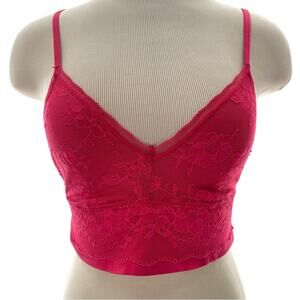 Victoria’s Secret Longline V-Neck Floral Lace Bralette Coral Pink Size Medium